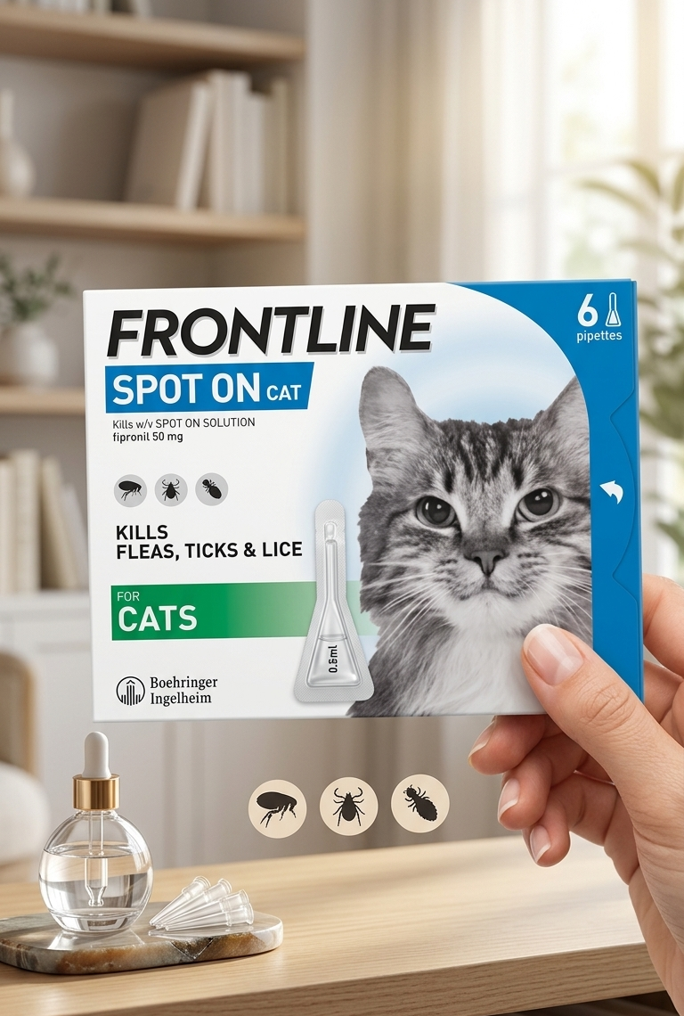 Frontline Spot On for Cats | Fast-Acting Flea, Tick & Lice Treatment – 6 Pipettes