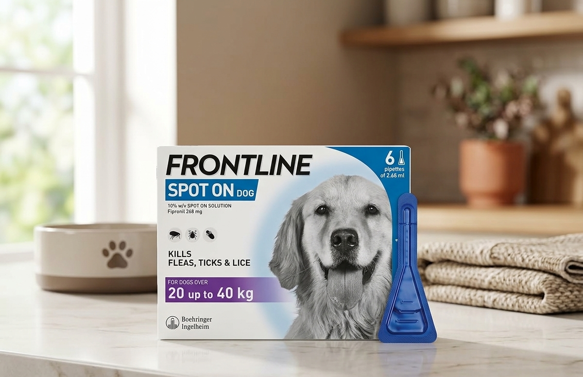 FRONTLINE Spot On Flea & Tick Treatment for Medium Dog (10-20kg) 6 Pipettes