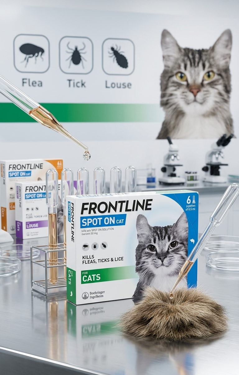 Frontline Spot On for Cats | Fast-Acting Flea, Tick & Lice Treatment – 6 Pipettes