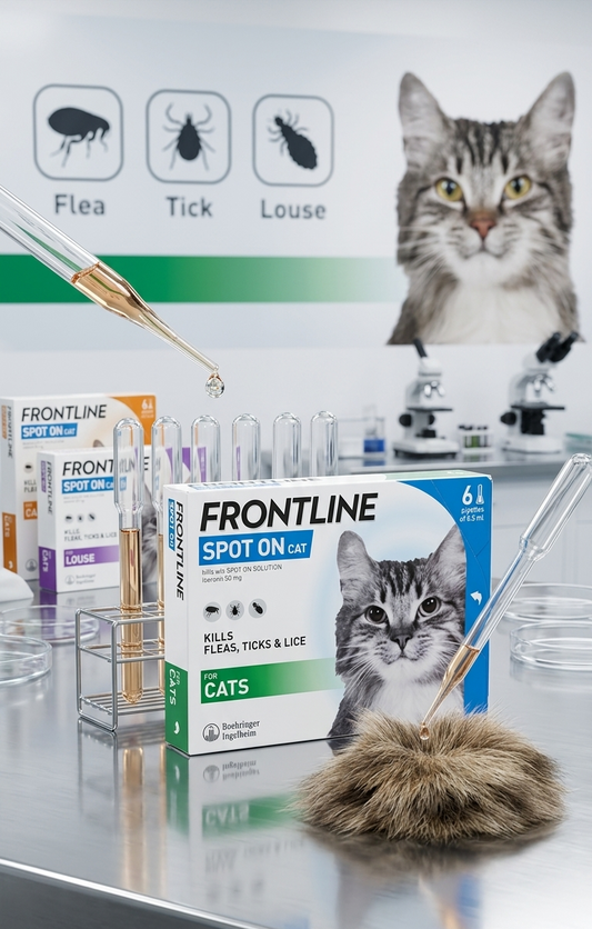 Frontline Spot On for Cats | Fast-Acting Flea, Tick & Lice Treatment – 6 Pipettes